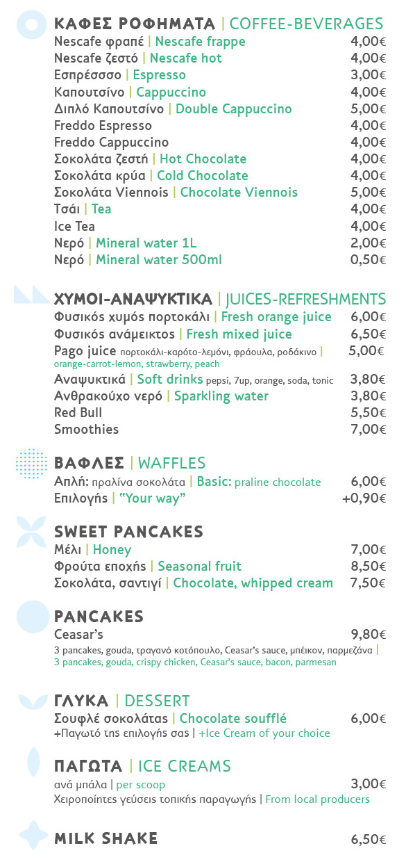 Charlie's brunch menu
