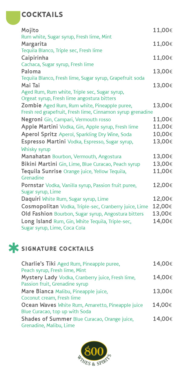Charlie's brunch menu